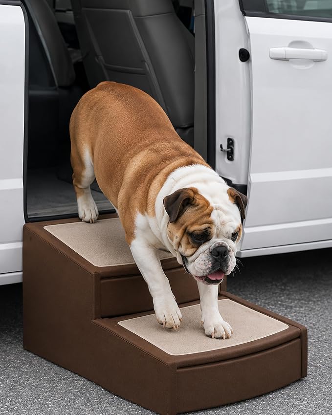 Pet Gear Easy Step II Extra Wide Pet Stairs, 2 Step for Dogs/Cats up to 200 pounds, Removable/Washable Carpet, Easy Assembly (No Tools Required), Dark Mocha