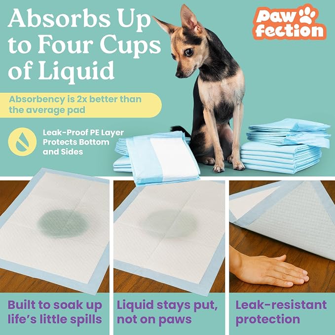 23.6" x 29.5" Unscented Puppy Pads – 6-Layer Absorbent Design – Holds up to 4 Cups of Liquid – Leak Proof & Tear Resistant for Indoor or Travel Crate Use – 30 Count Pee Pads for Dogs
