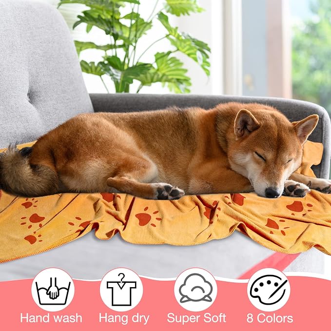 Chumia 8 Pcs 55 x 28 Inches Dog Towels Absorbent Microfiber Bath Drying Towels for Small Medium Large Pets Cat Puppy Shower Cleaning Accessories(8 Colors)