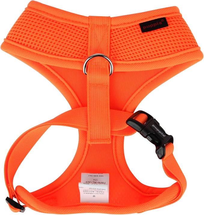 Puppia Soft Harness A XS Over-The-Head Soft Mesh Harness Neon Orange