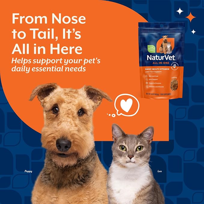 NaturVet All-in-One Cat & Dog Supplement Daily Multivitamin - 13 Oz Powder