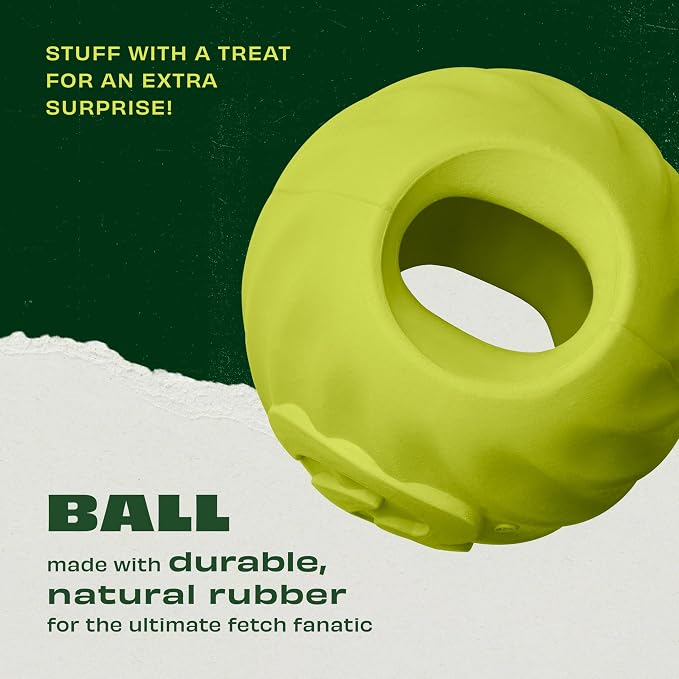 Benebone Rubber Ball, 4-Pack | Natural Rubber, Extra Bouncy, Tooth-Friendly, Great for Fetch, Boredom Buster, Dishwasher Safe, Long-Lasting