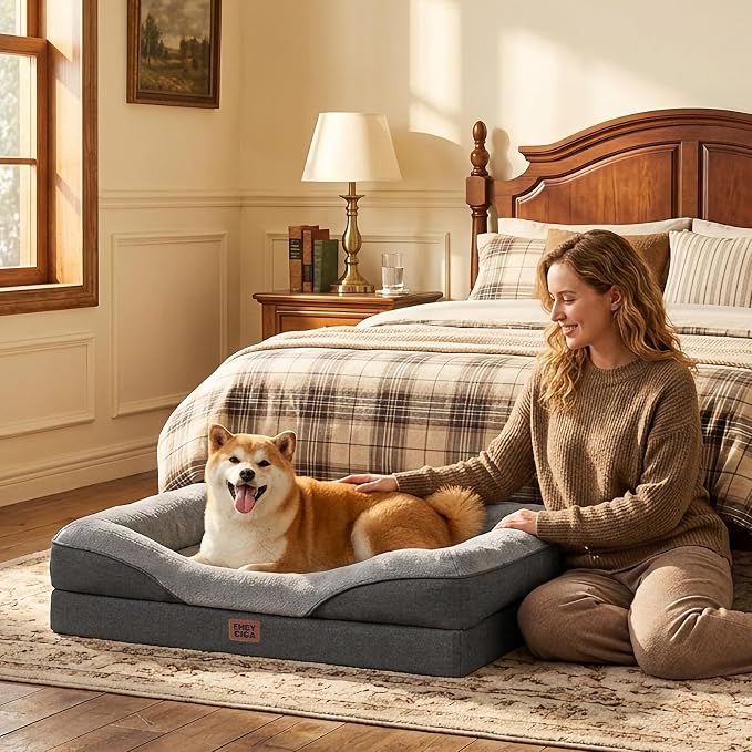 EHEYCIGA Orthopedic Memory Foam Dog Bed - Large 41x27in, Grey