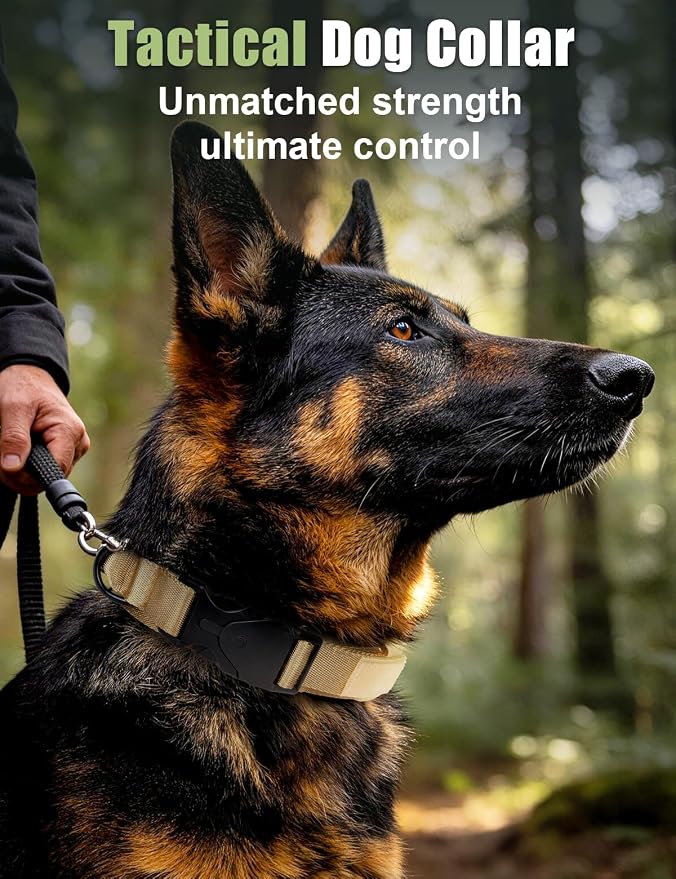 Tactical AirTag Dog Collar, No Monthly Fee Anti-Lost Collar, Only iOS, M | Built-in GPS module, Apple Find My compatible, adjustable fit, durable tactical design, Waterproof, soft padded lining