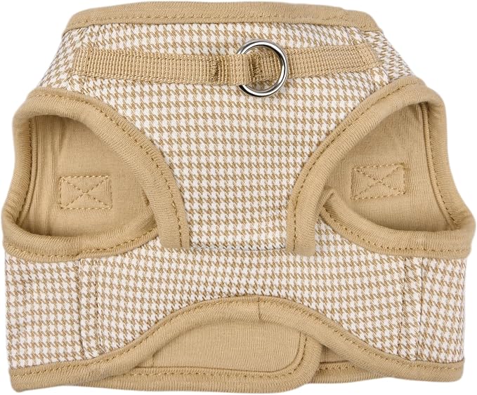 Puppia Amatus Dog Vest Harness B (Step-in) Fashionable Houndstooth Pattern Spring Summer Harness for Small and Medium Dogs, Beige, X-Large