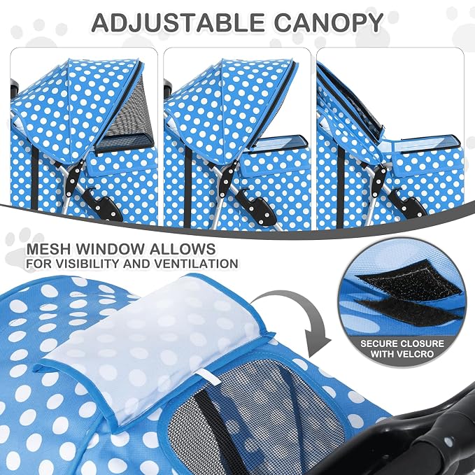 MoNiBloom 3-Wheel Foldable Pet Stroller - Sky Blue