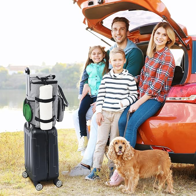 Modoker Dog Travel Organizer with 2 Collapsible Bowls & Food Containers