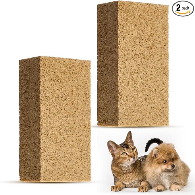 Pet Hair Remover Sponge Cat and Dog Hair Sponge Rubber Pet Fur Lifter Removal Tool, Remove from Furniture, Carpet, Bedding, Clothing, 6.26 x 3.28 x 1.89 Inch(Khaki,2 Pack)