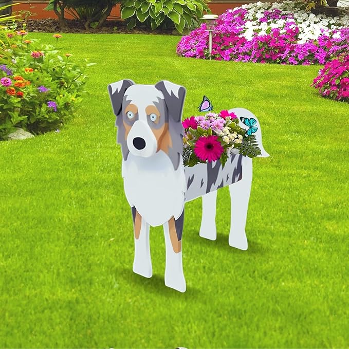 Australian Shepherd Dog Planter Pots, Animal Shaped Flower Pot