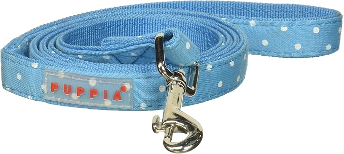 Puppia Dotty Dog Leash Polka Dot Pattern for Summer Fashion for Small Dogs 55 Inches - Sky Blue - Large