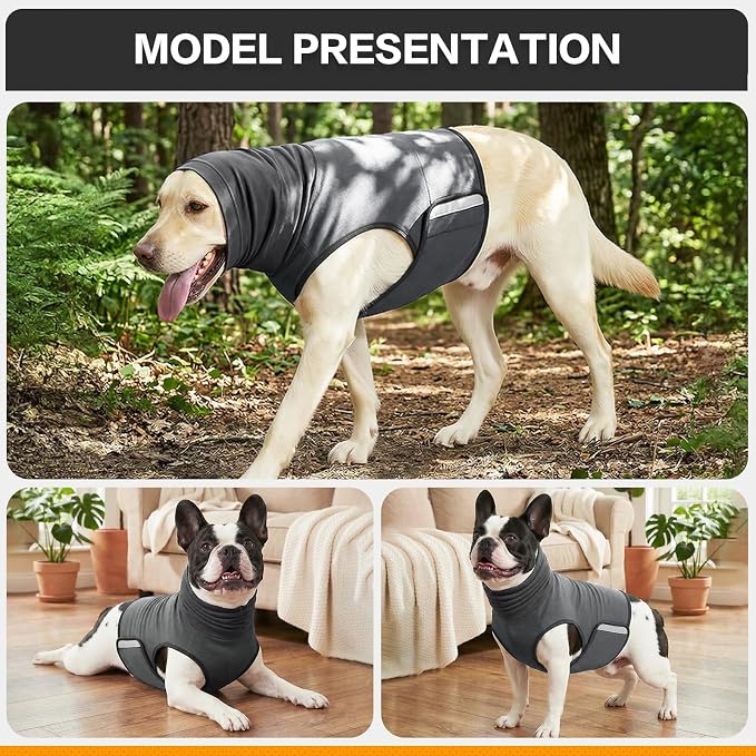 Dog Anxiety Vest,Pet Calming Hoodie Breathable Dog Anti-Anxiety Jacket for Thunder Fireworks and Separation,Grey XL