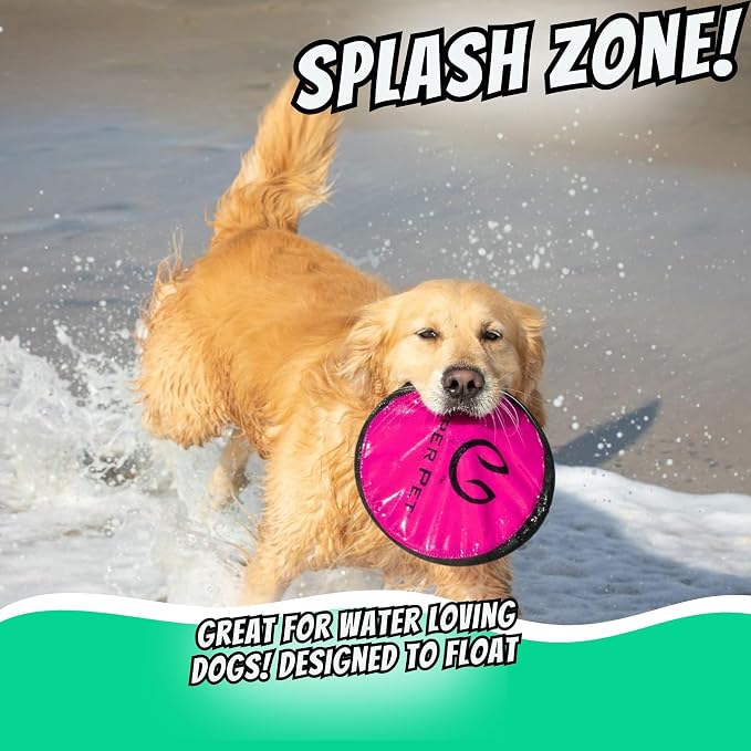Hyper Pet Flippy Flopper Flying Disc Soft Dog Toy 9 Inch, Floats, 5 Pack | Safe on teeth for all breeds, stays on the water surface for pool and lake fetch games, colors may vary with every order