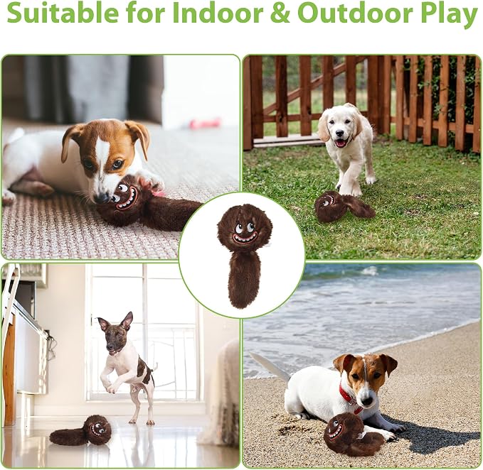 PETGEEK Vibrating Squeaky Dog Ball, USB Rechargeable 350mAh Toy, Brown | Motion-Activated Vibrating Dog Ball, Built-In Recording & Music, Crinkle Plush Cover, Squeaky Interactive Toy for All Dogs