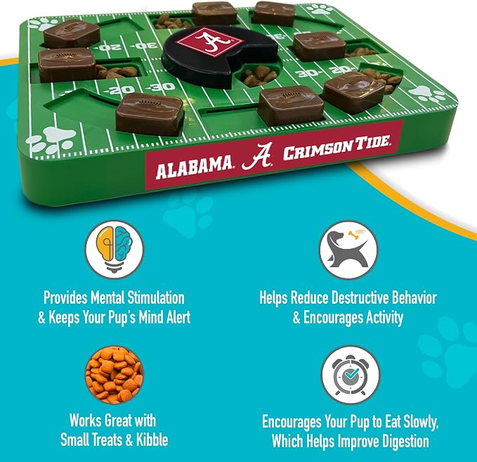 Pets First NCAA Alabama Crimson Tide Puzzle Toy, Puzzle Treat Dog Toy, Interactive Dog Treat Toy, Dog Puzzle Feeding Slow Toy