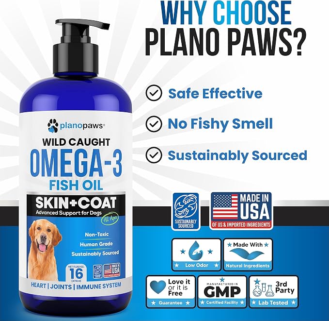 Omega 3 Fish Oil for Dogs - Supports Shedding and Itching, Skin and Coat
