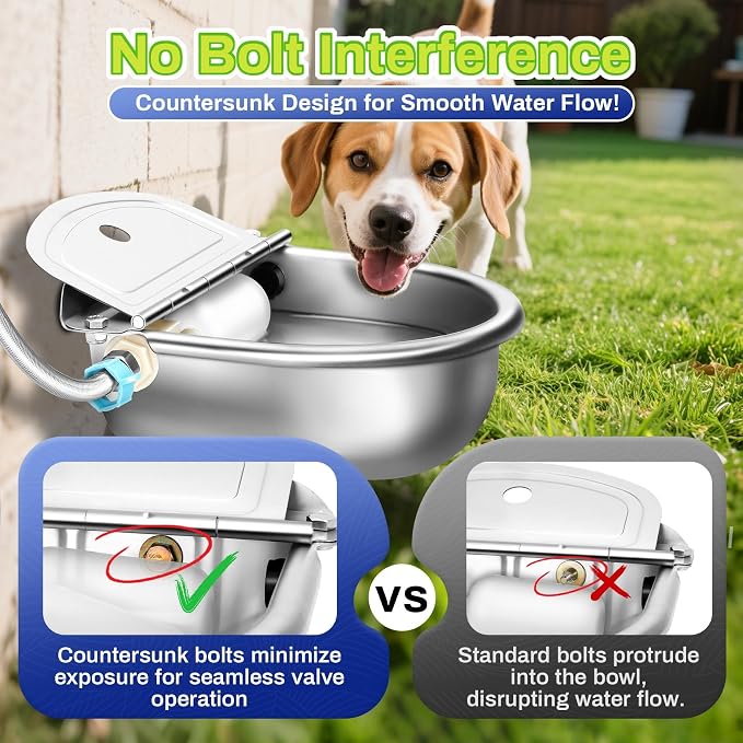 Automatic Animal Drinking Water Bowl with Float Valve, Extended Pipe & Drain Hole, for Livestock