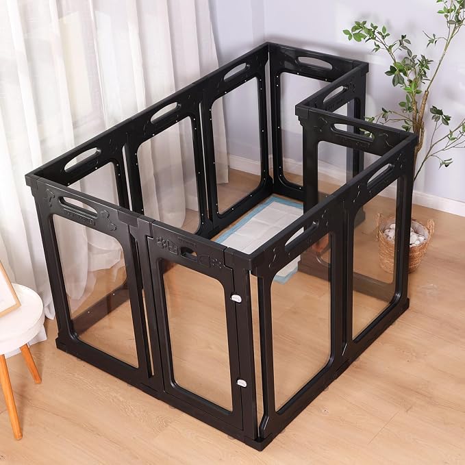 Clear Dog Playpen Extension Panels, 2 Pack, Height 30 inch, Black