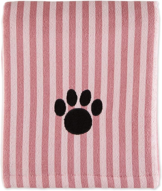 Bone Dry Pet Grooming Microfiber Towel, Striped Collection, X-Large, 41x23.5, Rose (Pack of 2)