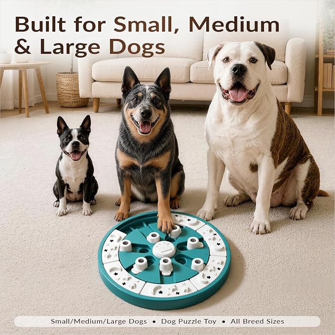 KADTC Large Dog Puzzle Toy, 2 Levels, 3 Games, Slow Feeder & Enrichment Toy | Healthy feeding meets brain exercise to burn energy, fight boredom, curb gulping, build focus, and make meals more rewarding.