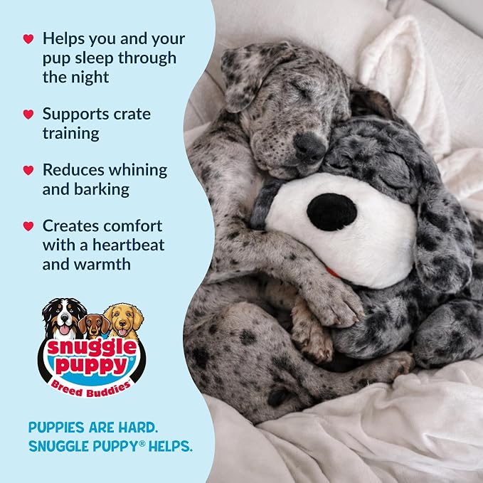 Snuggle Puppy Heartbeat Toy (Large), Breed Buddies Great Dane | Calming, crate training comfort, heat pack, new puppy essentials, first nights, sleep, large breeds 70 plus lbs