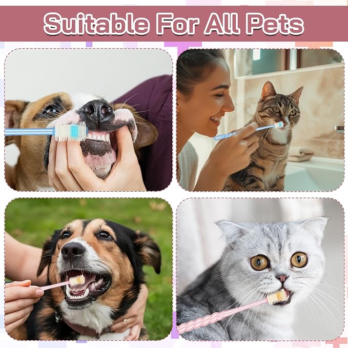 Small Dog Toothbrush and Cat Tooth Brush, 2 Pcs 360 Degree Soft Pet Toothbrush for Puppies Kittens - Dental Care for Small Breed Dogs and Cats