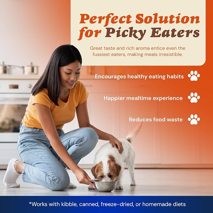 CLEAR CONSCIENCE PET® Arfredo SuperGravy® Dog Food Topper Hydration Broth Mix Greek Yogurt Cheese Blend Kibble Seasoning Probiotics Prebiotics Enzymes Taurine, 2.1 oz. 14 Scoops All Life Stage