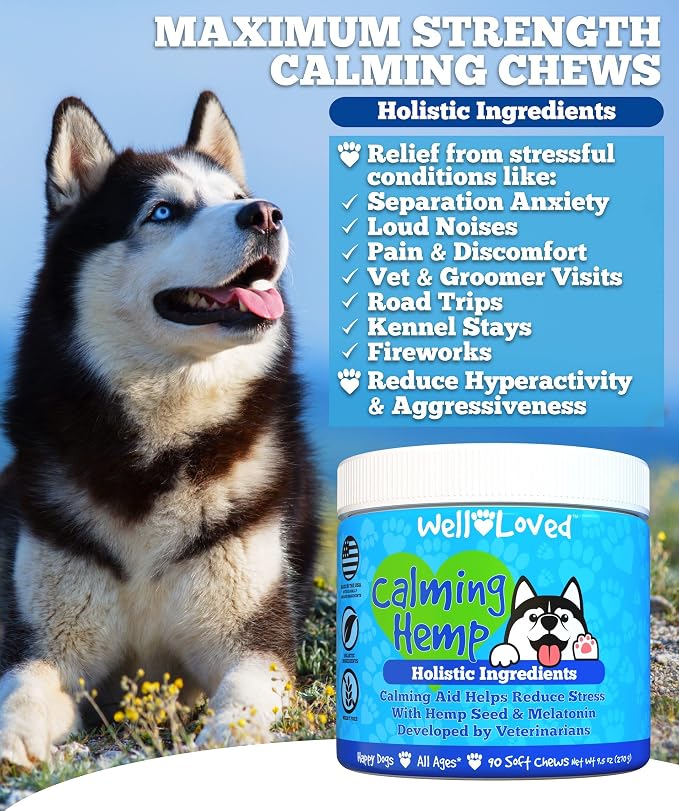 Well Loved Calming Chews for Dogs + Glucosamine for Dogs Hip and Joint Supplement, Vet Developed, Made in The USA, Natural Ingredients