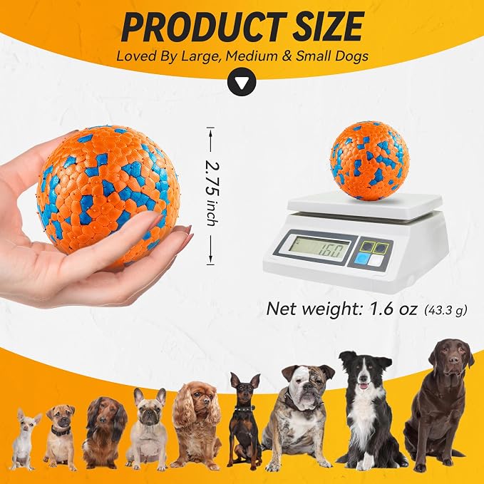 FUSOTO 4Pcs Dog Balls, Tennis Balls for Dog, Orange | Balls for Dog Aggressive Chewers, for Large Medium Small Puppy, Training Catch&Fetch, Water Floats Toys, Orange