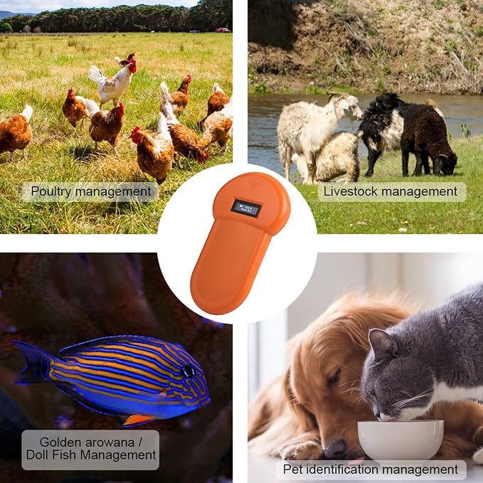 Dpofirs PET Chip Scanner, Microchip Reader, 134.2Khz LCD ISO Chip Animal Reader RFID Dog Microchip Handheld Pet Scanner for Cats and Dogs