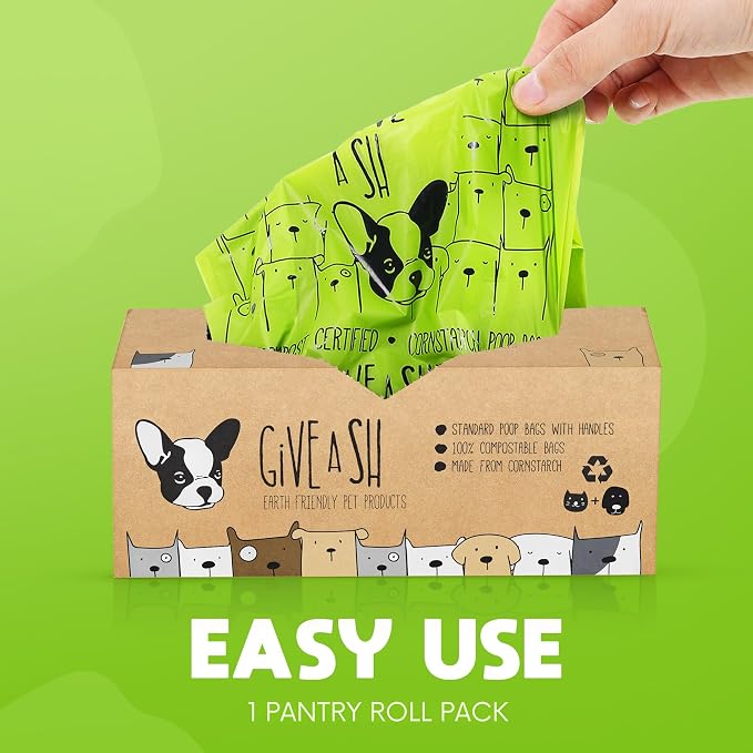 Certified Home Compostable Dog Poop Bags with Handles - 10% to Charity - ASTM D6400 & EN 13432 Compliant - 240 x Large Plant Based Compostable Poop Bags (1 Pantry Roll)