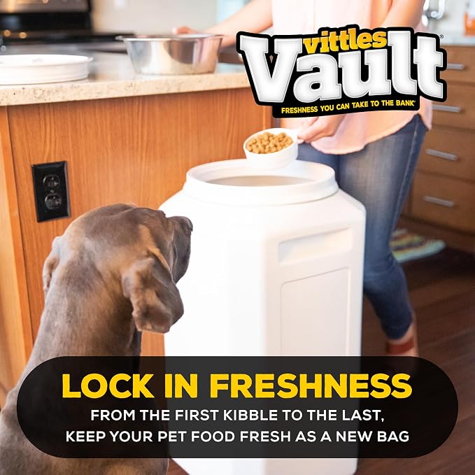Vittles Vault Traditional Dog and Cat Food Container + Scoop, Gray, 80lbs