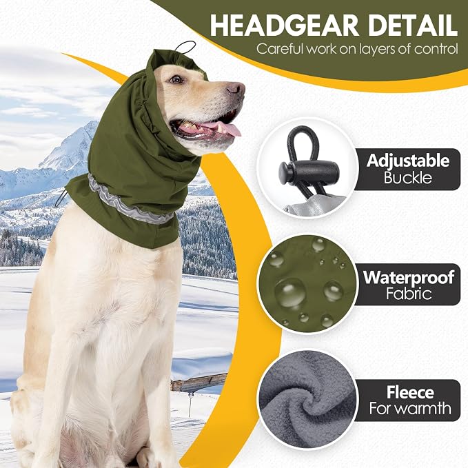 Dog Ear Cover Adjustable Ear Protection Quiet Ears for Dogs Neck Wrap Green M