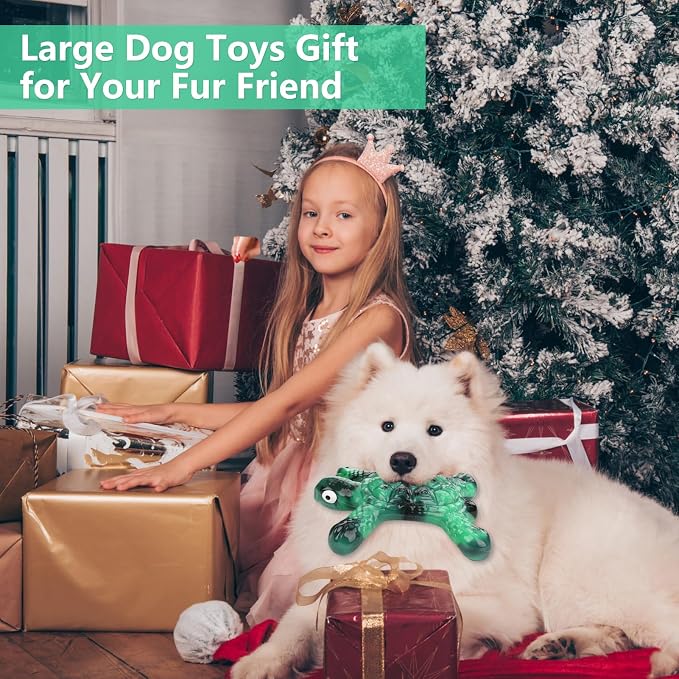 Letsmeet Tough Indestructible Dog Chew Toys for Aggressive Chewers to Keep Them Busy - Heavy Duty Nylon with Treat Groove for Medium & Large Breeds