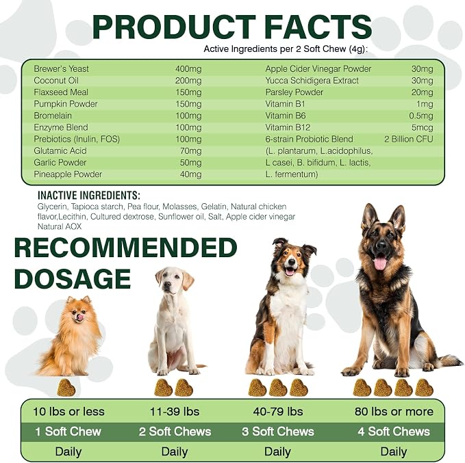 200 Chews Flea and Tick Prevention Chews-No Poo Chew for Dogs-2 in 1 Control Coprophagia & Flea Tick Supplement-Natural Soft Treats Deterrent Eat Poop with Digestive Enzymes Probiotics-Chicken