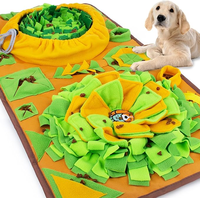 AWOOF Large Dog Snuffle Mat, Interactive Feeding Mat, 34.6 in x 19.6 in, Squeaker and Crinkle Paper, Non-Slip, Easy to Clean | 34in x 19in, Squeaker and Crinkle Paper, Non-Slip, Washable,Sparks natural foraging,Eases anxiety for Small/Medium/Large Pets