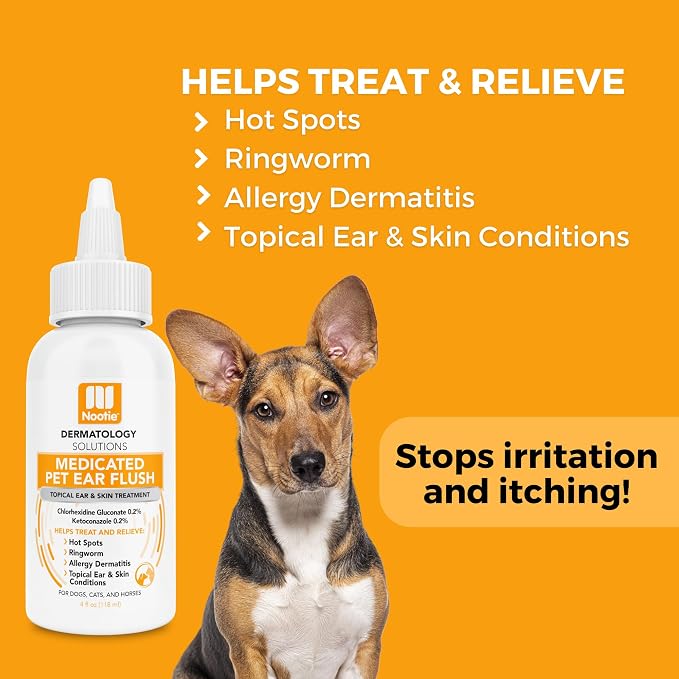 Nootie Dermatology Solutions- Ear Flush for Dogs & Cats, 4 oz