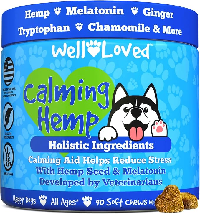 Well Loved Calming Chews for Dogs + Glucosamine for Dogs Hip and Joint Supplement, Vet Developed, Made in The USA, Natural Ingredients