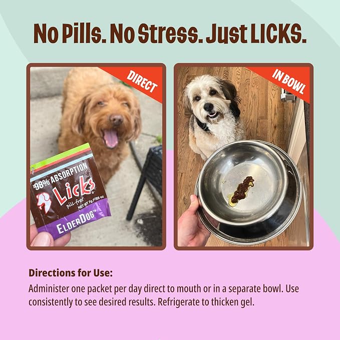 Licks Senior Pet Health, Omega 3, Savory Flavor, 10 Packets