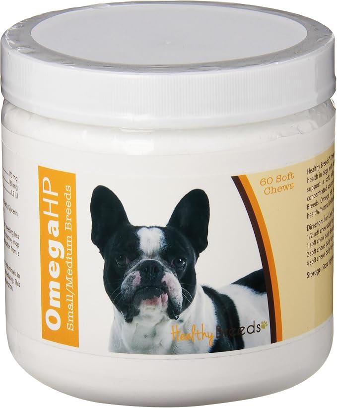 Healthy Breeds French Bulldog Omega HP Fatty Acid Skin and Coat Support Soft Chews 60 Count