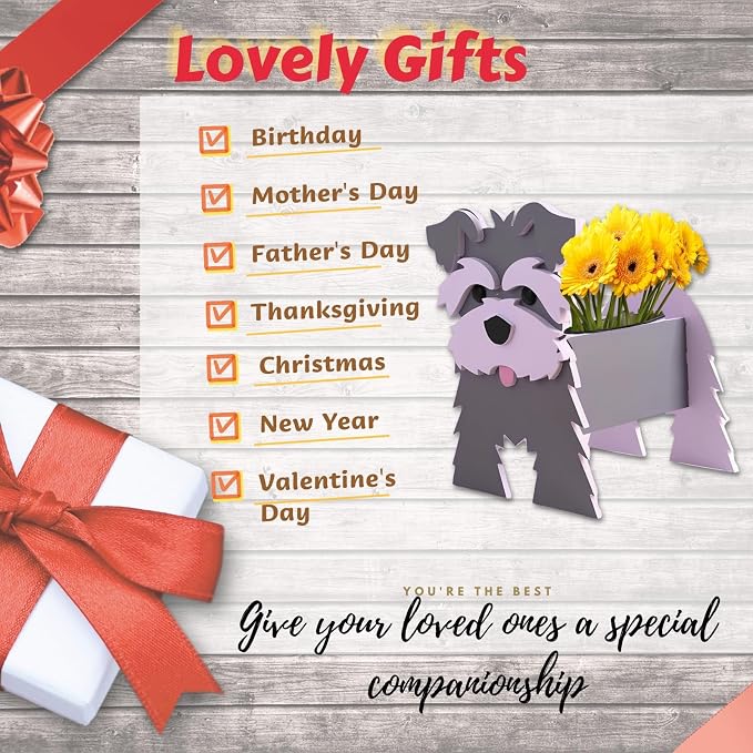 Gray Schnauzers Dog Planter Pots, Animal Shaped Flower Pot