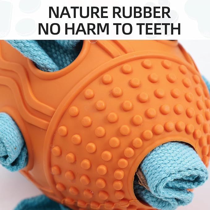 Interactive Dog Toy, Food Dispensing Puzzle Toy for Boredom Relief (Orange) | Designed with a Textured Rubber Surface and Multiple Openings for Treats or Kibble, Training Activities and Chew