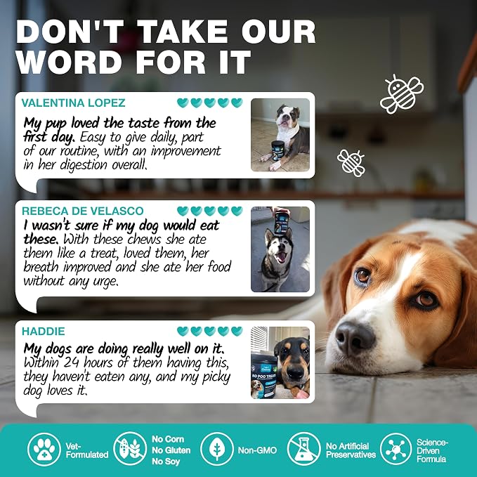 No Poo Chews for Dogs – Poop Eating & Stool Deterrent, Coprophagia Support