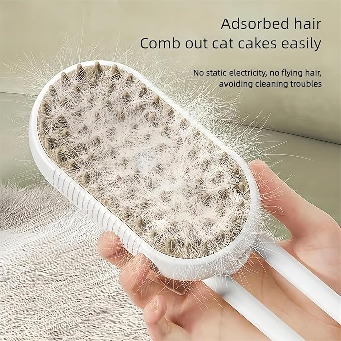 Cloud Care Cat Brush, Cloud Care Brush, Celery Pets Steam Brush, 3 in 1 Water Dog Brush with Handle, 3 in 1 Multifunctional Silicone Massager Brushes-White