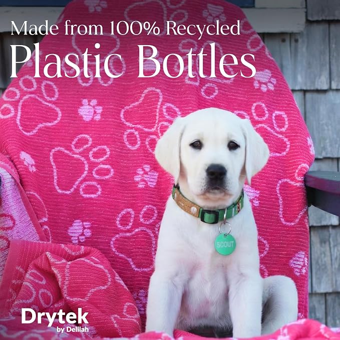 Delilah Home Drytek Dog Towel - Quick-Dry Pet Towel for Large Dogs, Ultra Absorbent & Odor-Resistant - Lightweight Sand-Resistant for Outdoor Bath, Grooming Supplies, Beach & Travel - 30x54 in - Pink