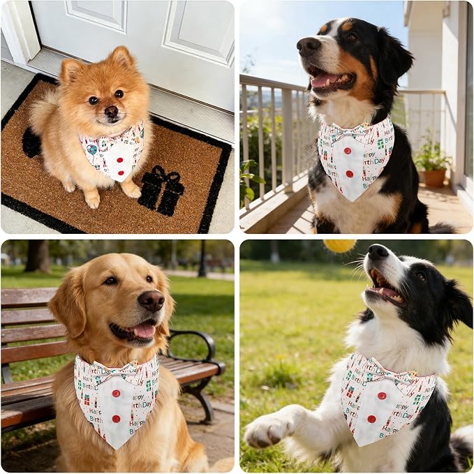 Dog Birthday Tuxedo Bandana Collar with Bow Tie