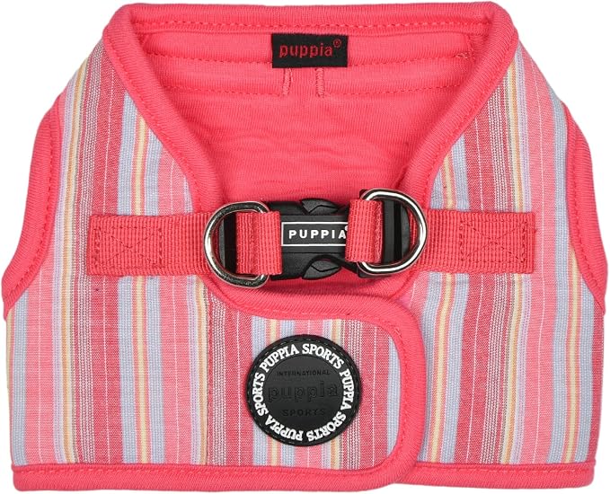 Puppia Theros Dog Vest Harness B (Step-in) Fashionable Striped Pattern Spring Summer Harness for Small and Medium Dogs, Pink, Large