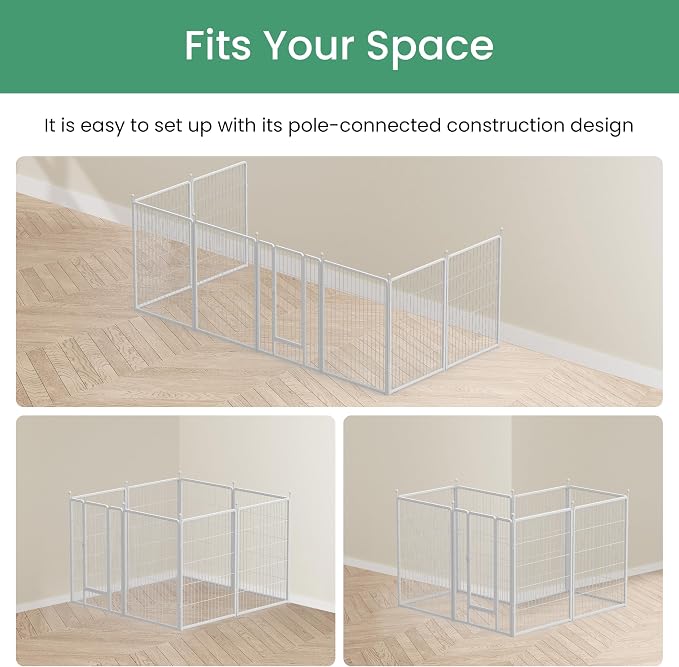 HealSmart Dog Playpen, 40in 16 Panels, White