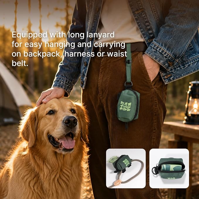 Dog Poop Bag Holder For Leash, Doggy Poop Bag Dispenser With Velcro Attachment, Suitable For Any Retractable Leash, Reusable Dispenser For Travel, Walking, Park, And Outdoor Use (Green)