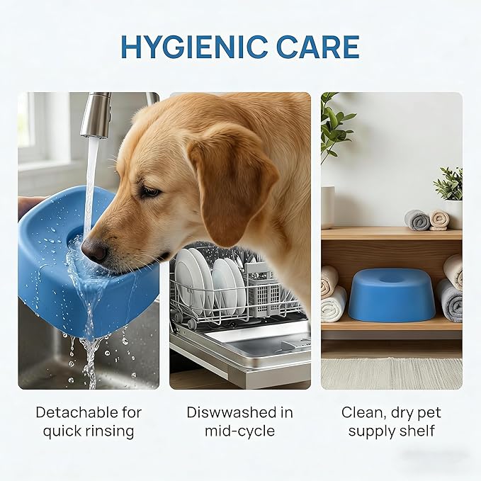 Slow Feeder Dog Bowl, Rolling Lick Ball & Lick Mat for Dogs Cats, Spill-Resistant Puzzle Feeder for Liquid Treats, Food-Grade Rubber, Non-Slip Interactive Toy for Anxiety Relief & Boredom (Blue-1PCS)