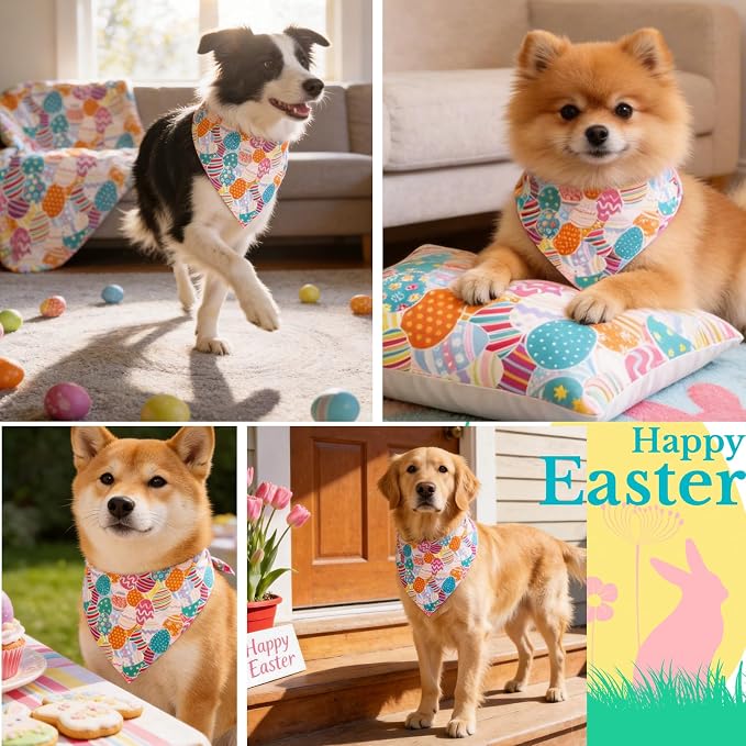 Easter Dog Bandana Colorful Eggs, Medium, Small